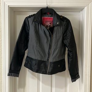 Collection by Bernardo Faux leather/ canvas biker jacket